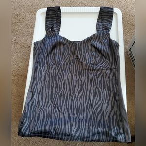 Ann Taylor Women Black/Grey Sleeveless Blouse Small